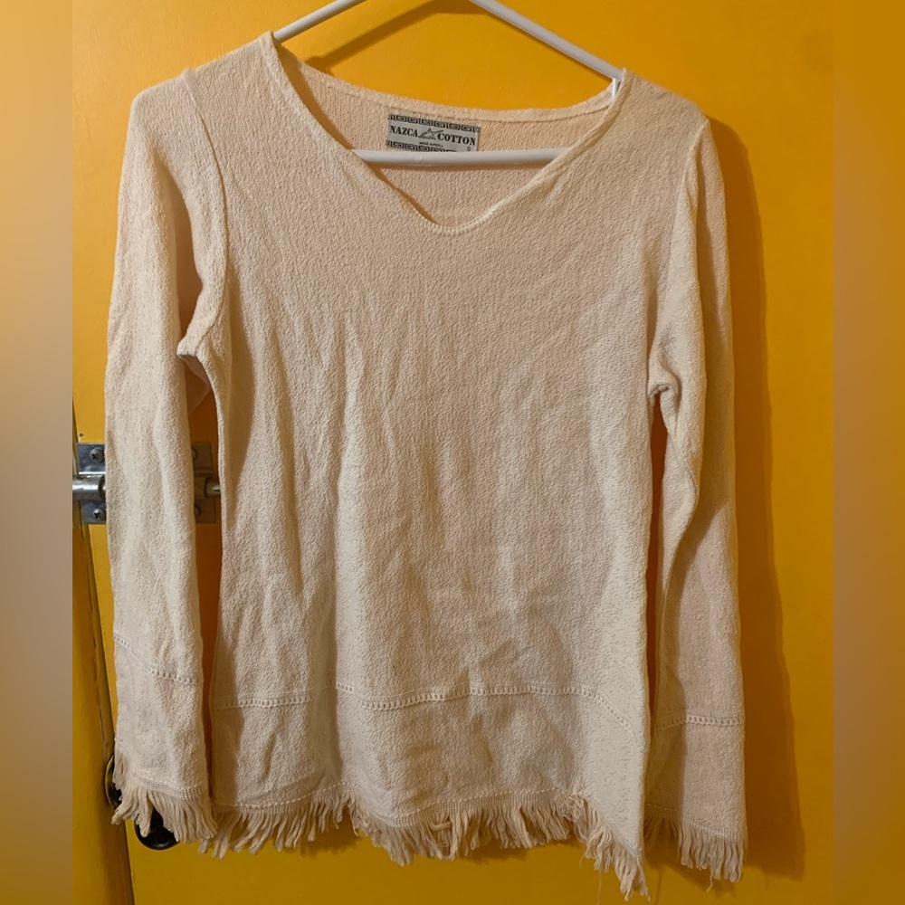 Pure cotton fringed hippie sweater/shirt size medium